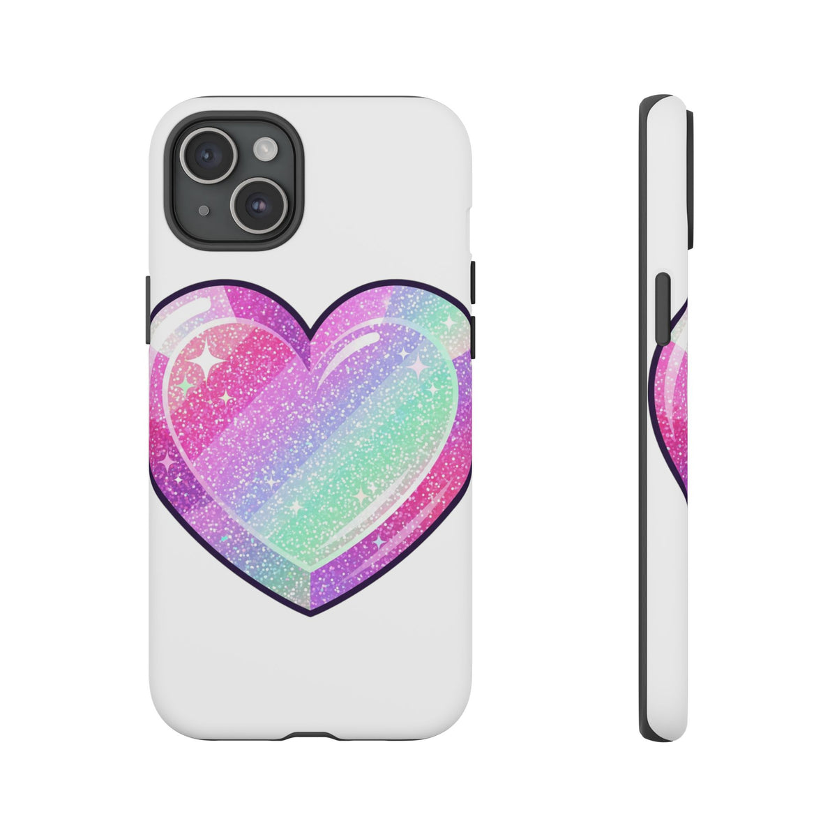 Pastel Glitter Heart Tough Phone Case — Cute Protective Phone Cover