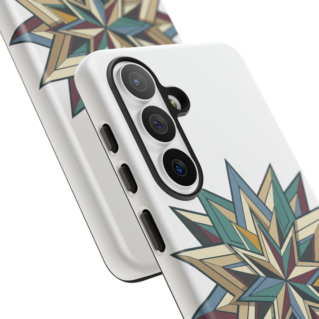 Geometric Star Phone Case — Teal & Earthtone Mandala Design