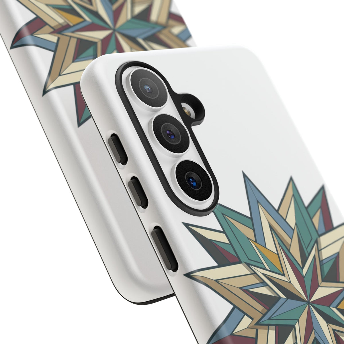Geometric Star Phone Case — Teal & Earthtone Mandala Design