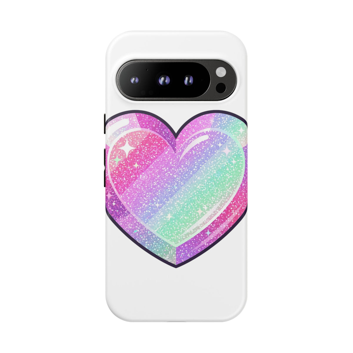 Pastel Glitter Heart Tough Phone Case — Cute Protective Phone Cover