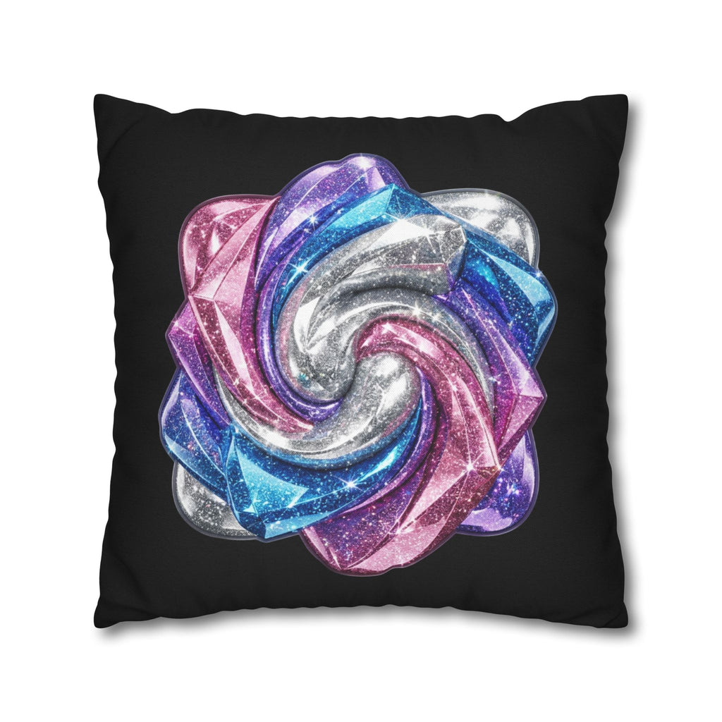 3D Glitter Design Black Spun Polyester Square Pillowcase
