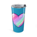 Pastel Glitter Heart Tumbler 20oz- Turquoise