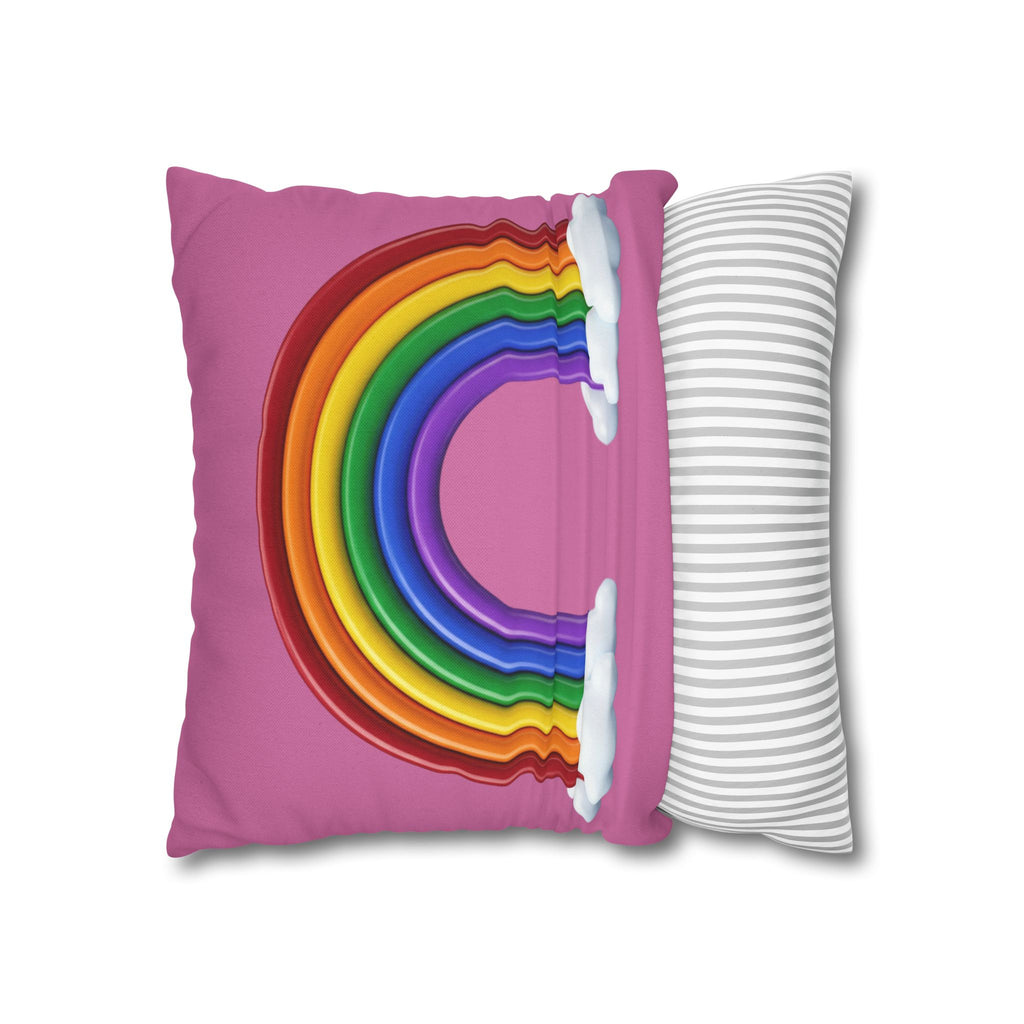Rainbow Light Pink Spun Polyester Square Pillowcase