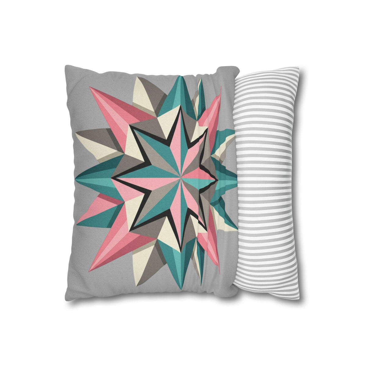 Geometric Starburst Throw Pillowcase — Pink Teal Modern Accent