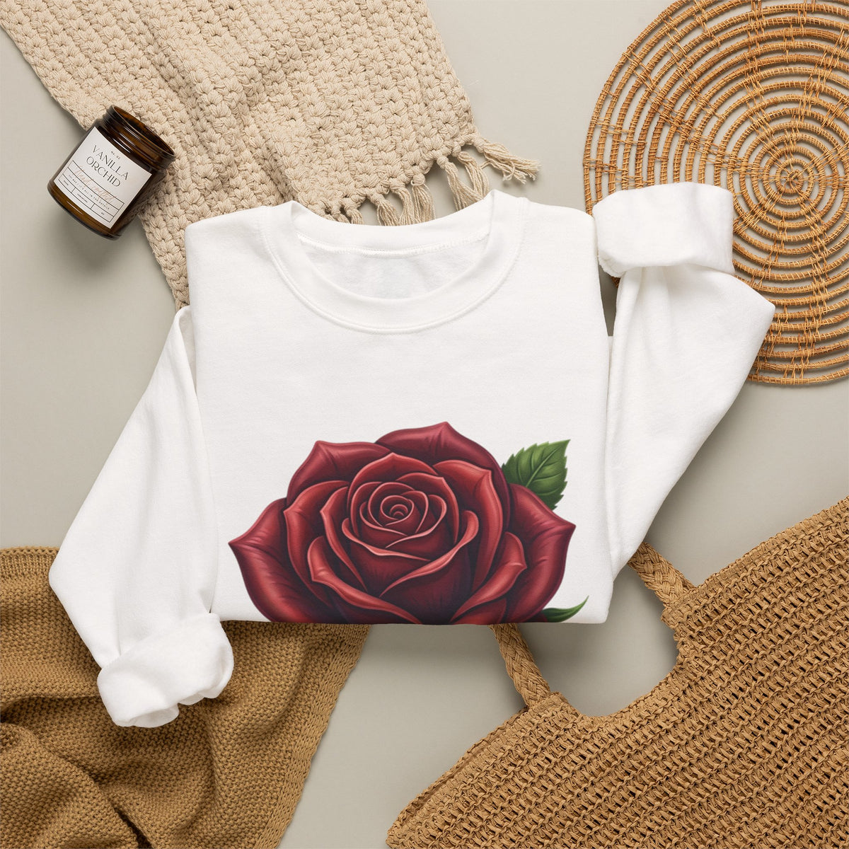 Rose Graphic Crewneck Sweatshirt