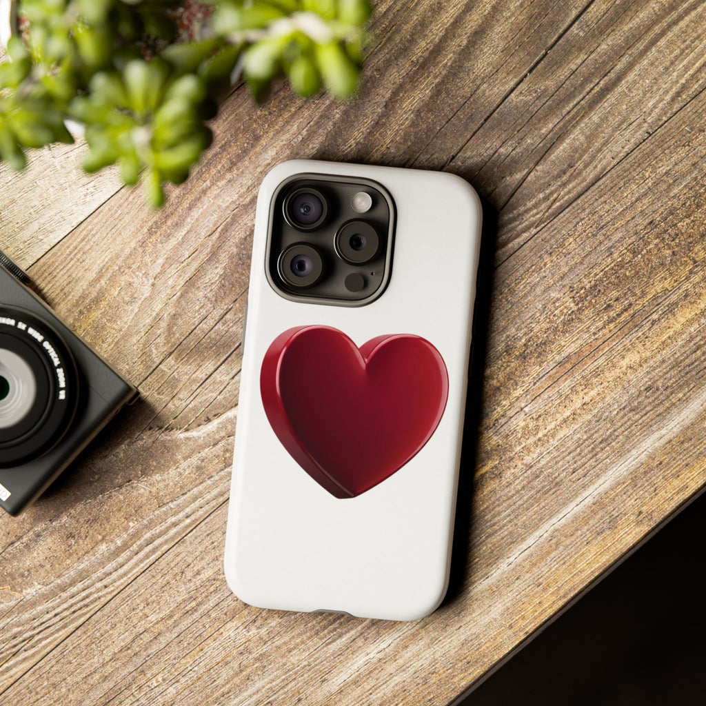 Heart Tough Phone Case - Red 3D Heart Protective Phone Case