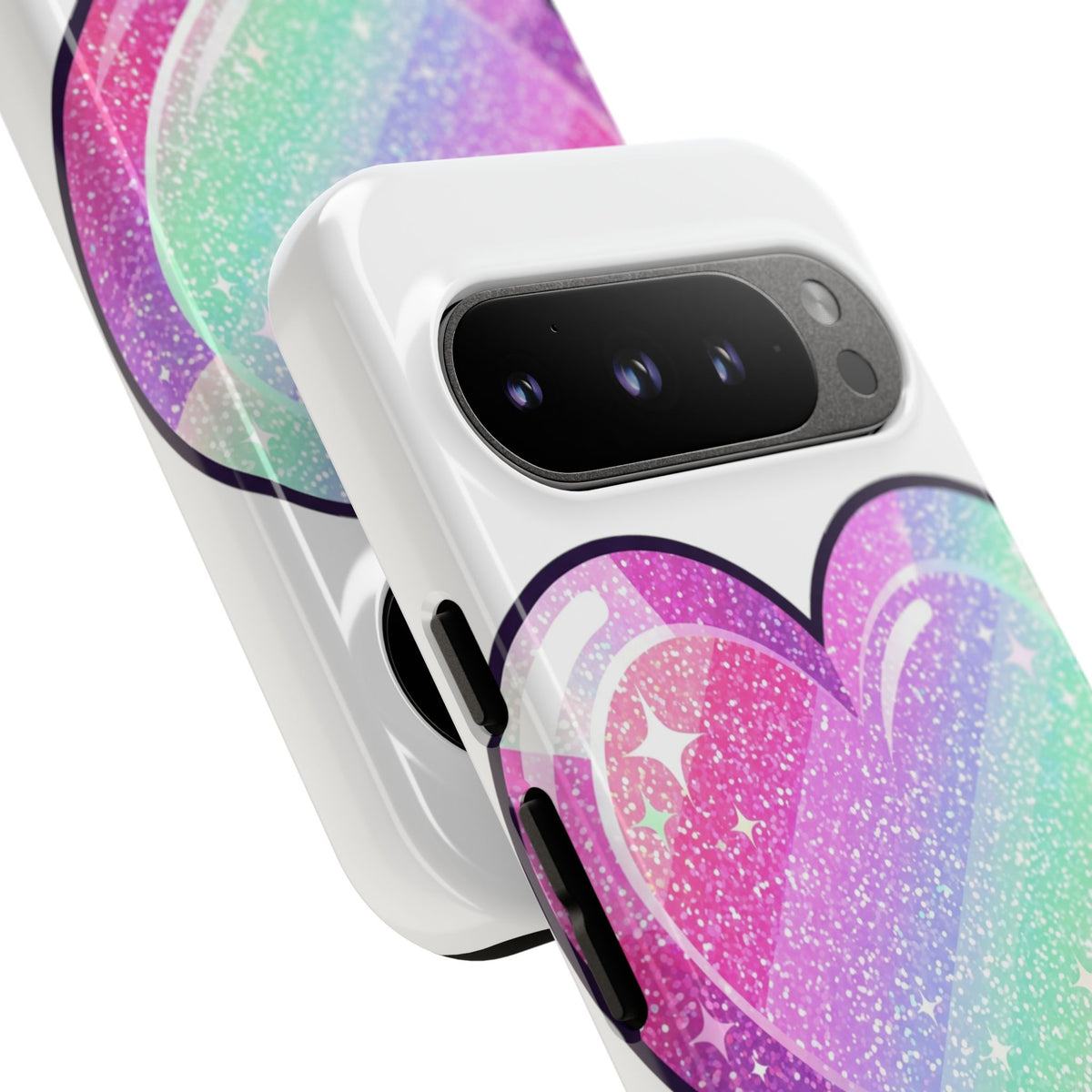 Pastel Glitter Heart Tough Phone Case — Cute Protective Phone Cover