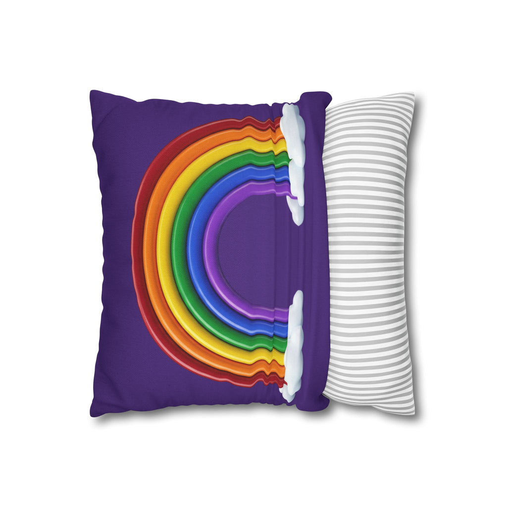 Rainbow Dark Purple Spun Polyester Square Pillowcase