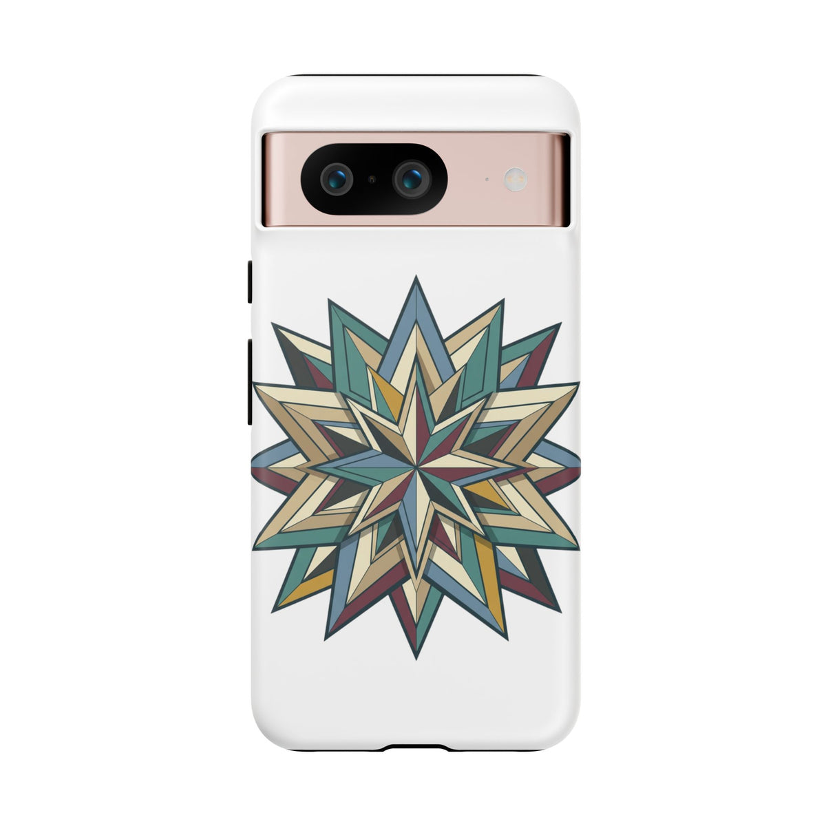Geometric Star Phone Case — Teal & Earthtone Mandala Design