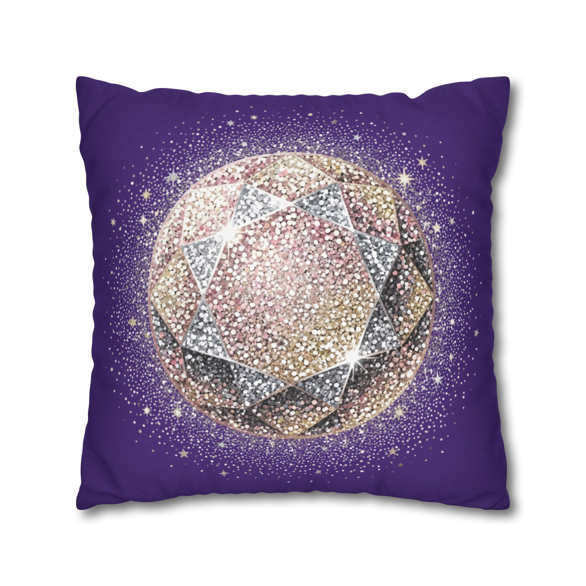 Glittery Dark Purple Spun Polyester Square Pillowcase