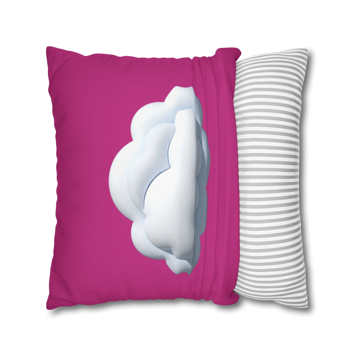 Cloud Graphic Pillowcase - Magenta Decorative Square Throw Pillow Cover