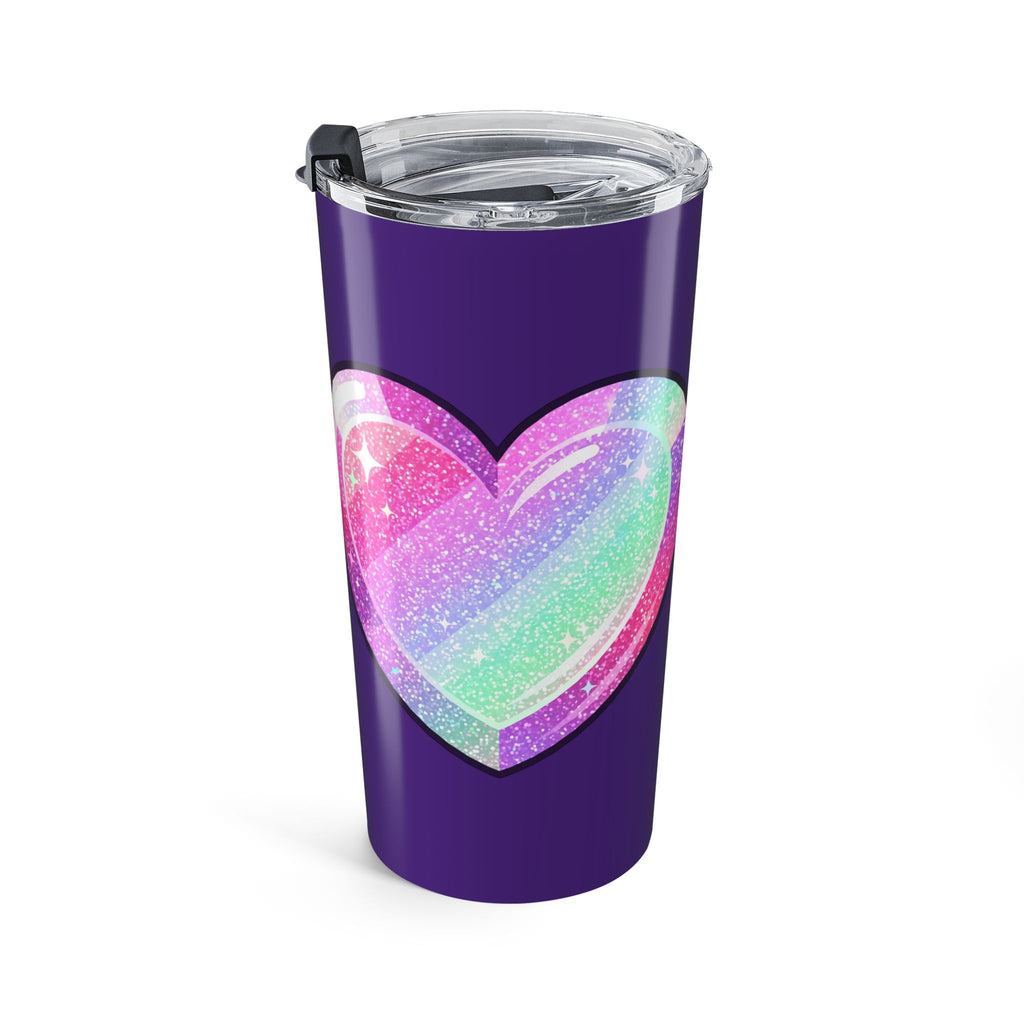Pastel Glitter Heart Tumbler 20oz- Dark Purple