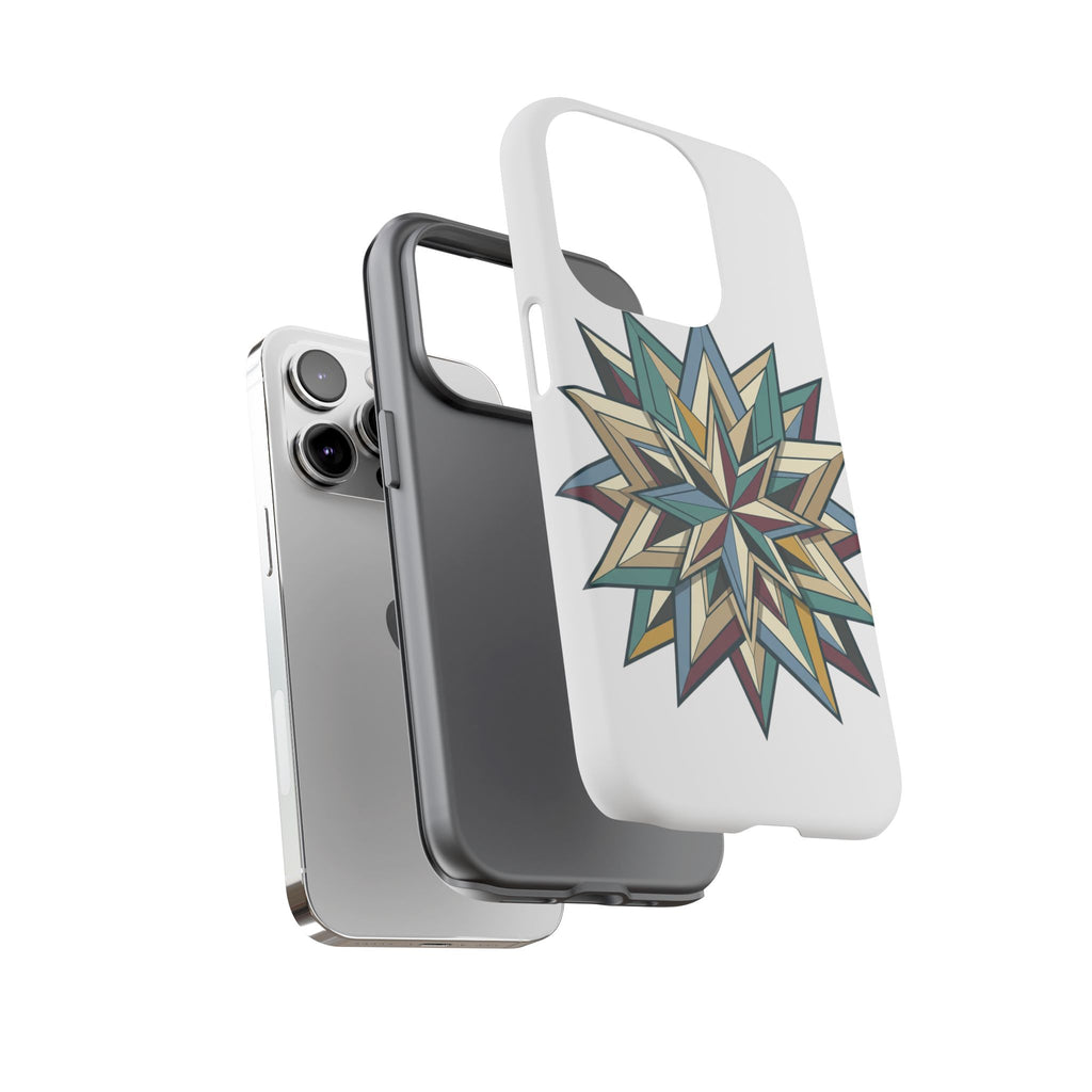 Geometric Star Phone Case — Teal & Earthtone Mandala Design