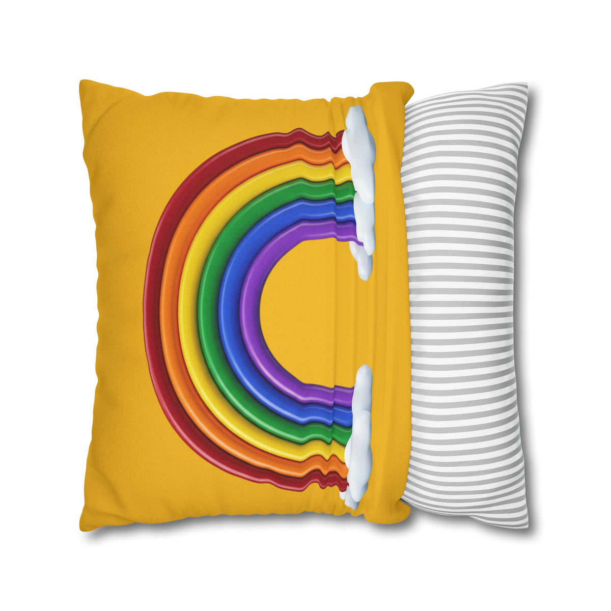 Rainbow Yellow Spun Polyester Square Pillowcase