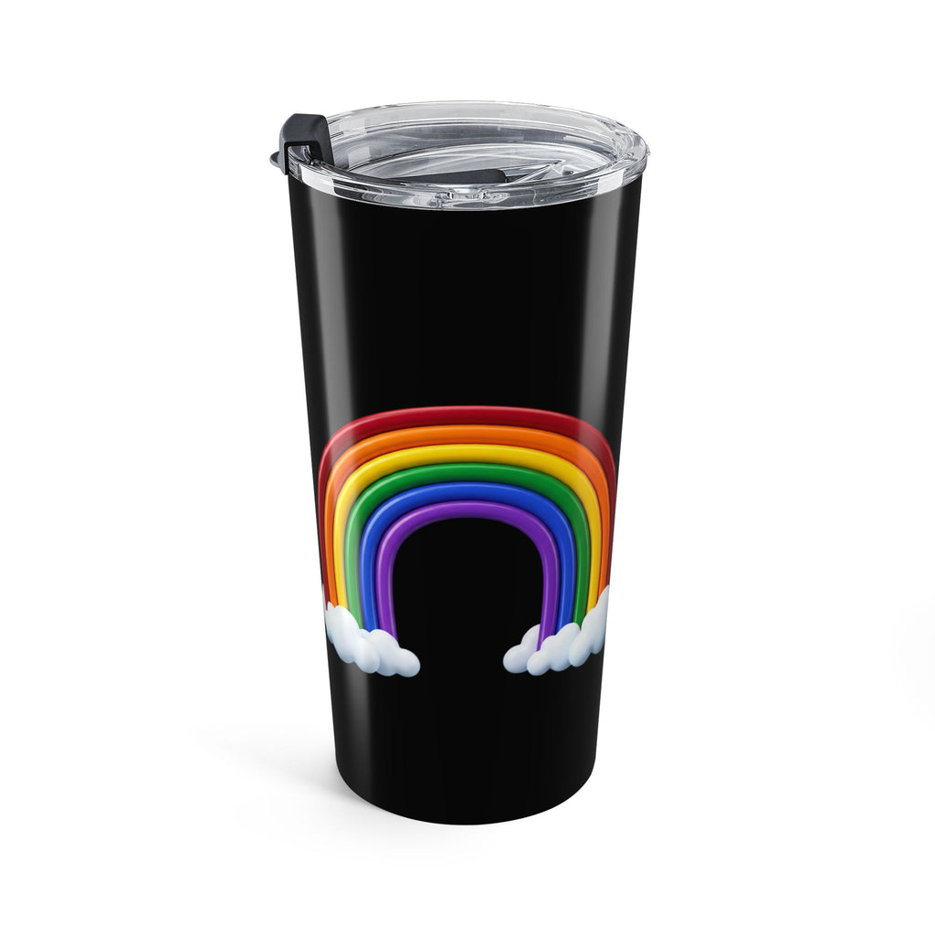 20oz Rainbow Tumbler - Double Arc Rainbow on Black, Pride Travel Cup