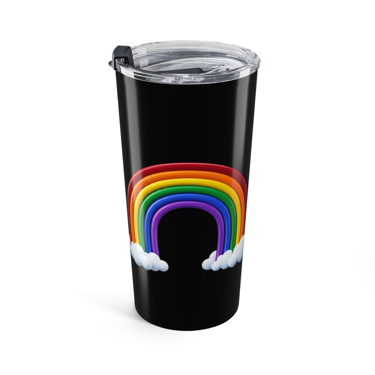 20oz Rainbow Tumbler - Double Arc Rainbow on Black, Pride Travel Cup