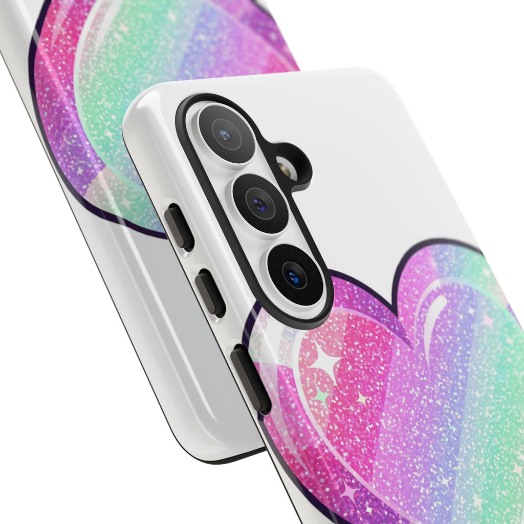 Pastel Glitter Heart Tough Phone Case — Cute Protective Phone Cover