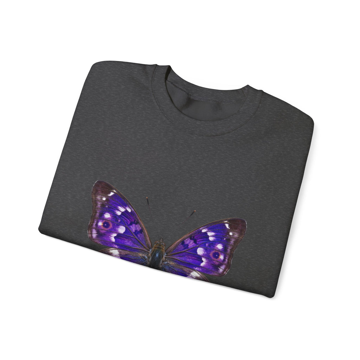 Purple Butterfly Crewneck Sweatshirt — Vibrant Nature Graphic Pullover