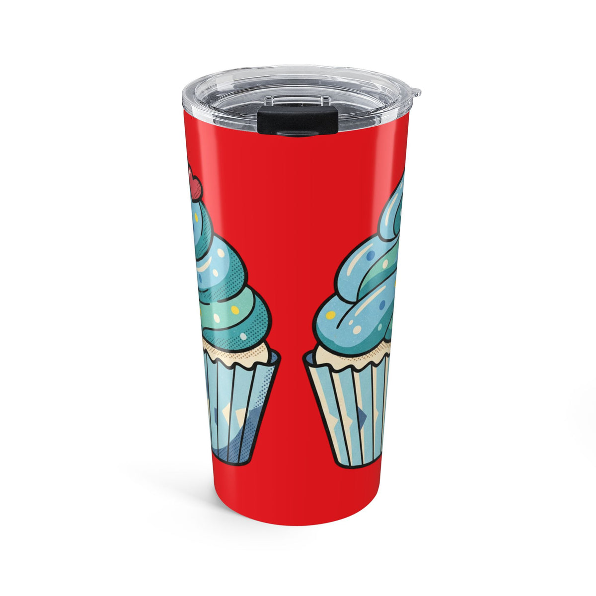 20oz Cupcake Tumbler Red – Blue Frosting Travel Coffee Cup