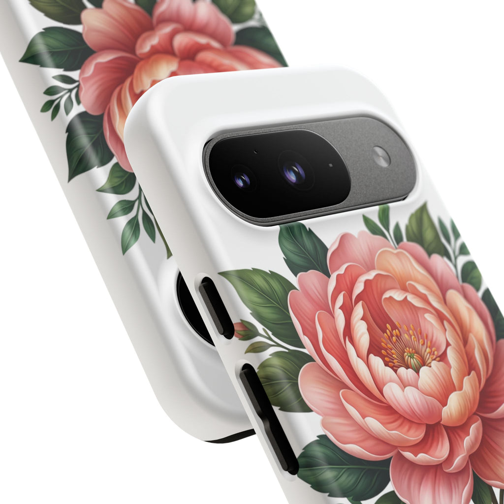 Floral Peony Tough Phone Case — Protective Botanical iPhone Cover