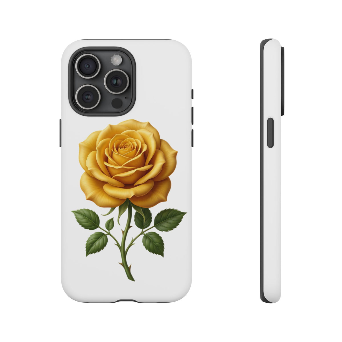 Yellow Rose Phone Case — Vintage Floral Tough Protective Cover
