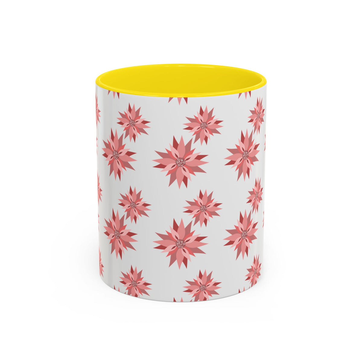 Pink Geometric Floral Accent Coffee Mug — 11/15oz