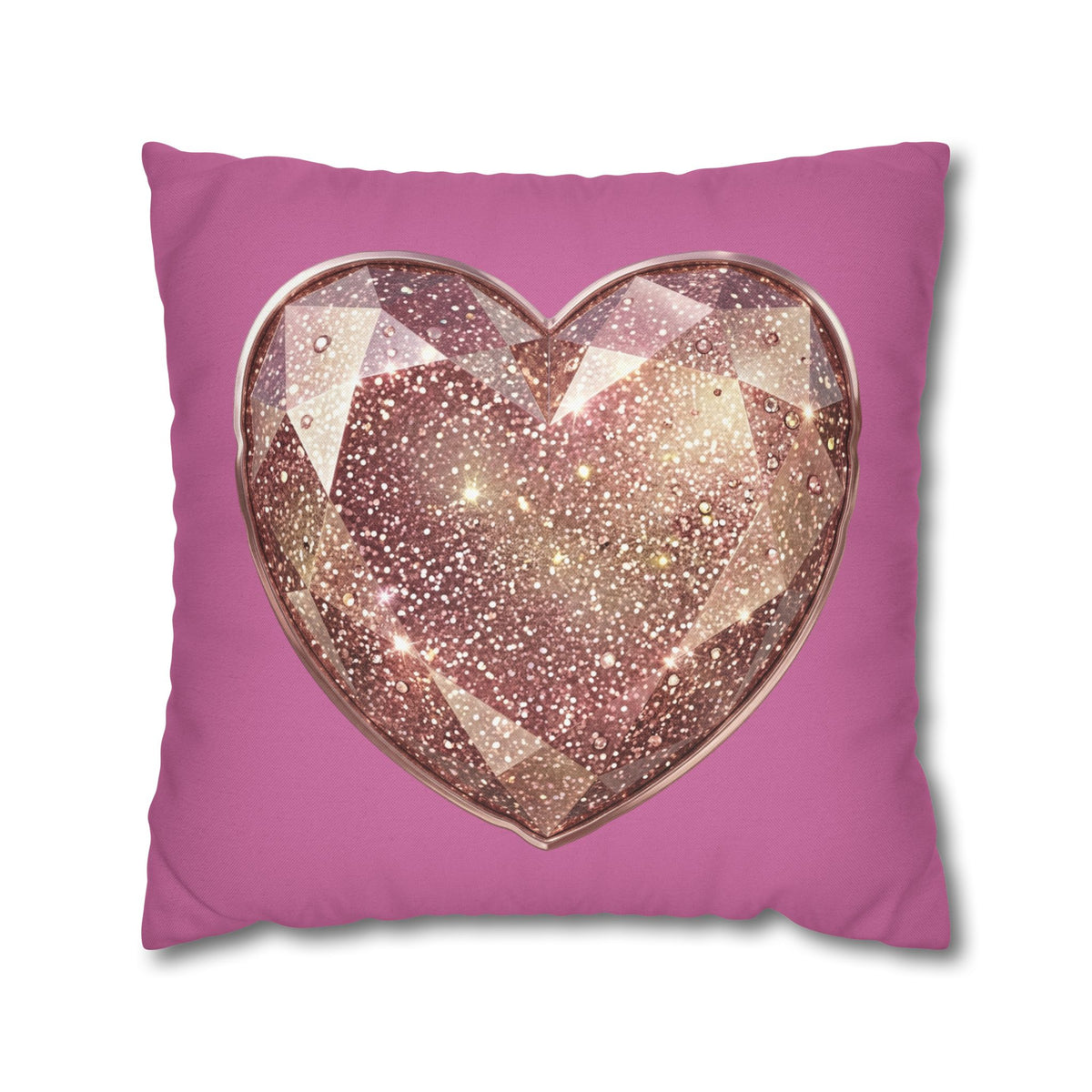 Glitter Rose Gold Heart Pillowcase — Pink Decorative Throw Pillow- Light Pink
