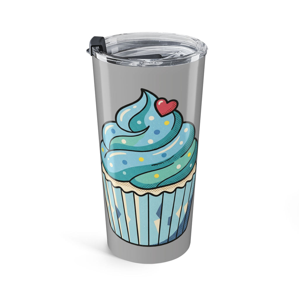20oz Cupcake Tumbler Light Grey – Cute Blue Frosting Insulated Travel Cup