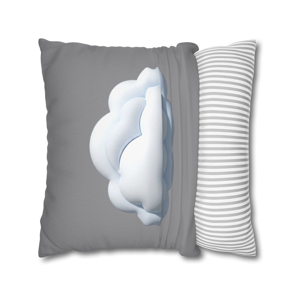 Cloud Graphic Pillowcase — Soft Grey Decorative Throw Pillow Cover