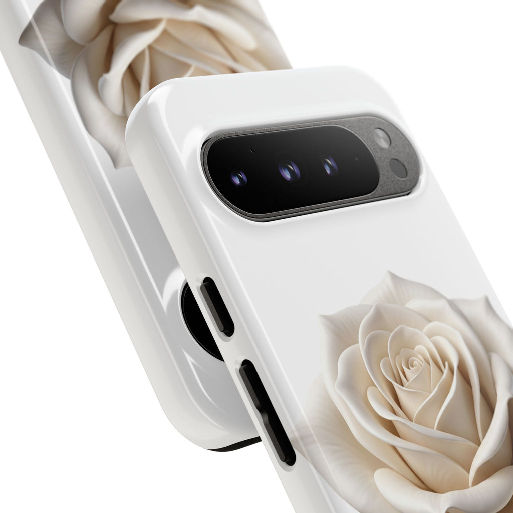 White Rose Tough Phone Case – Elegant Floral Protective Cover