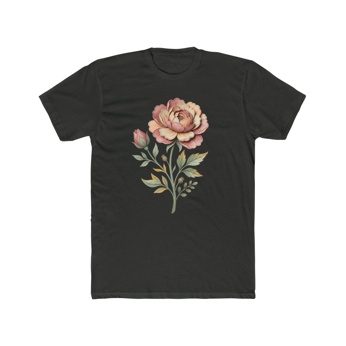 Floral Rose Crew Tee — Vintage Watercolor Peony T-Shirt