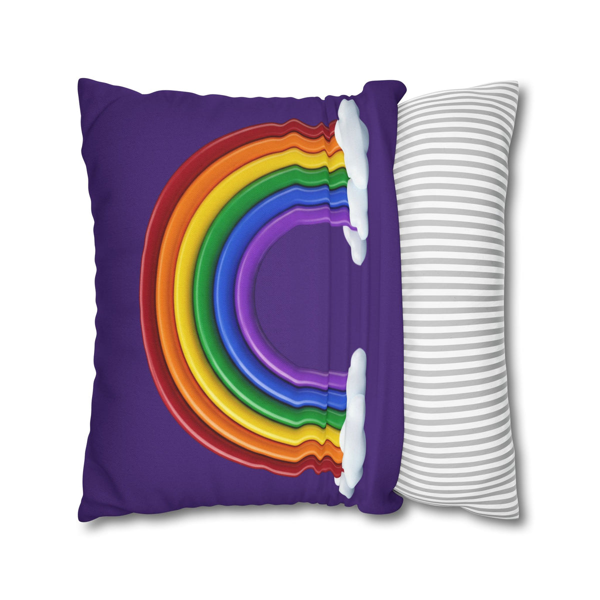 Rainbow Dark Purple Spun Polyester Square Pillowcase