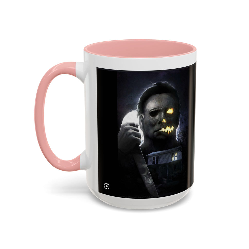 Halloween Michael Myers Accent Coffee Mug — Spooky Horror Movie Jack-O'-Lantern Face (11/15oz)