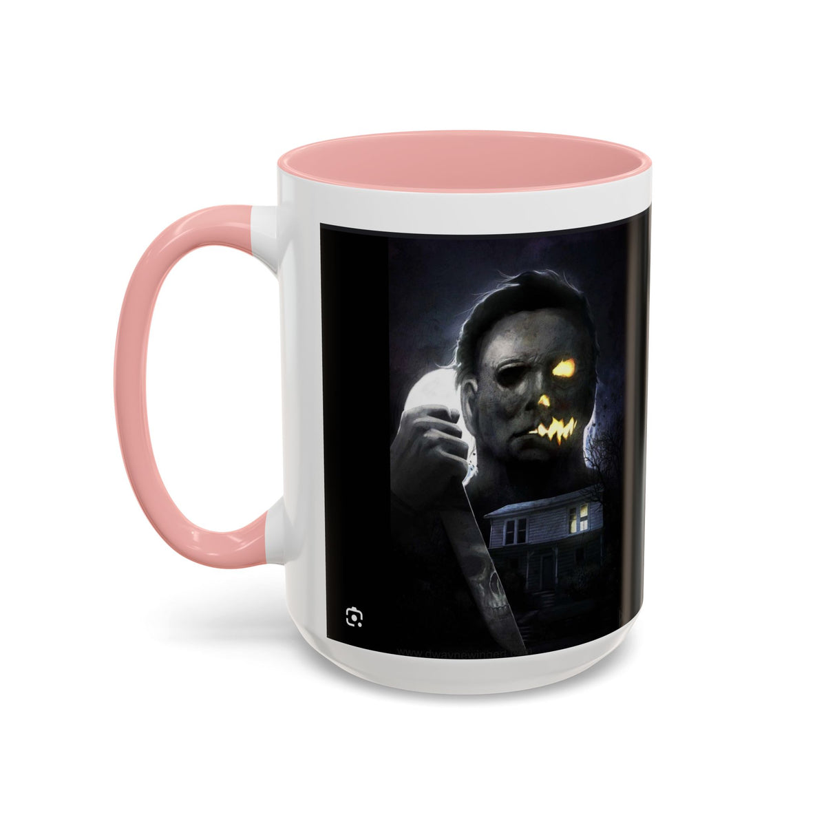Halloween Michael Myers Accent Coffee Mug — Spooky Horror Movie Jack-O'-Lantern Face (11/15oz)