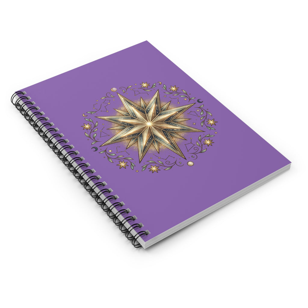 Star Print Spiral Notebook - Ruled Line- Light Purple