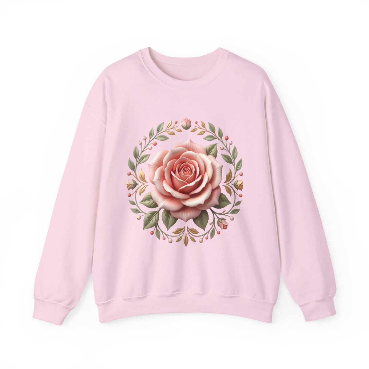 Rose Wreath Crewneck Sweatshirt — Vintage Floral Rose Pullover
