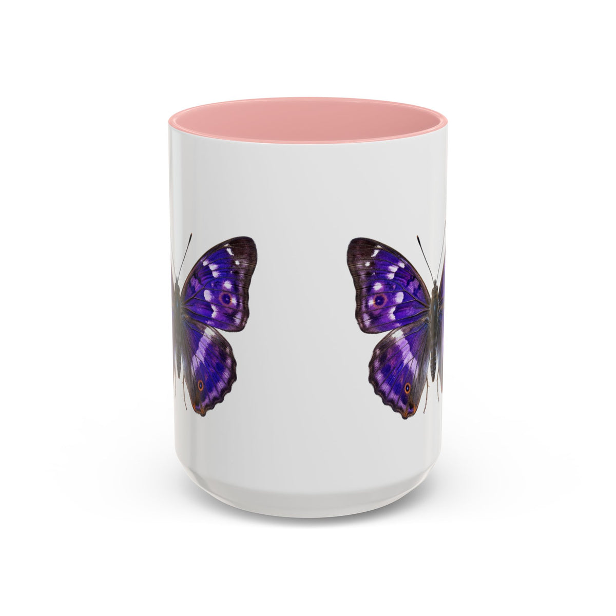 Purple Butterfly Accent Coffee Mug – Elegant Floral Butterfly Ceramic Cup