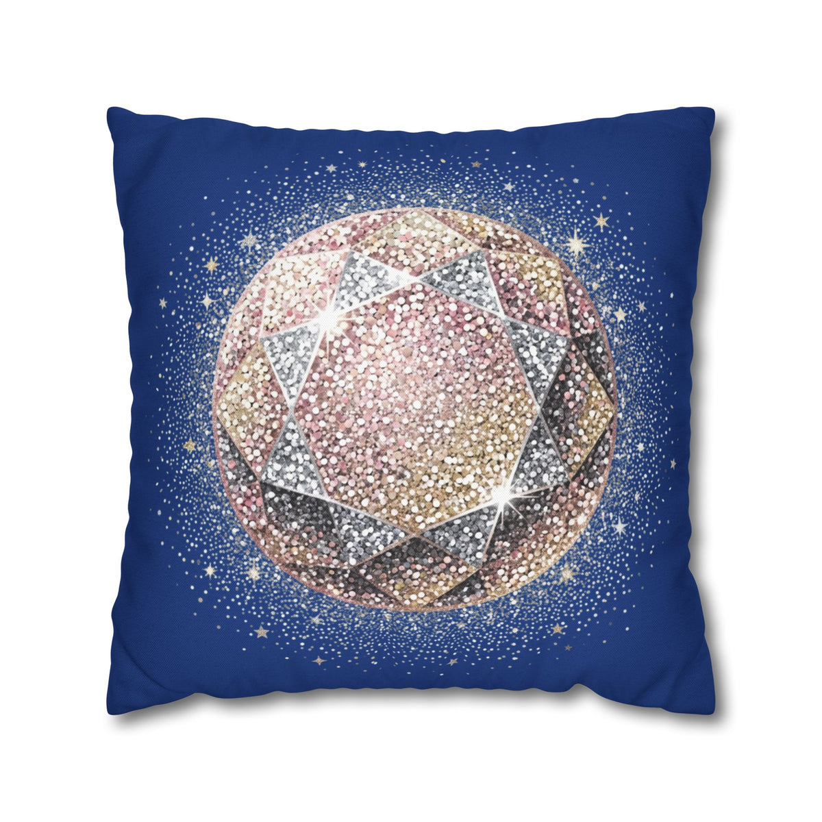 Glittery Navy Spun Polyester Square Pillowcase