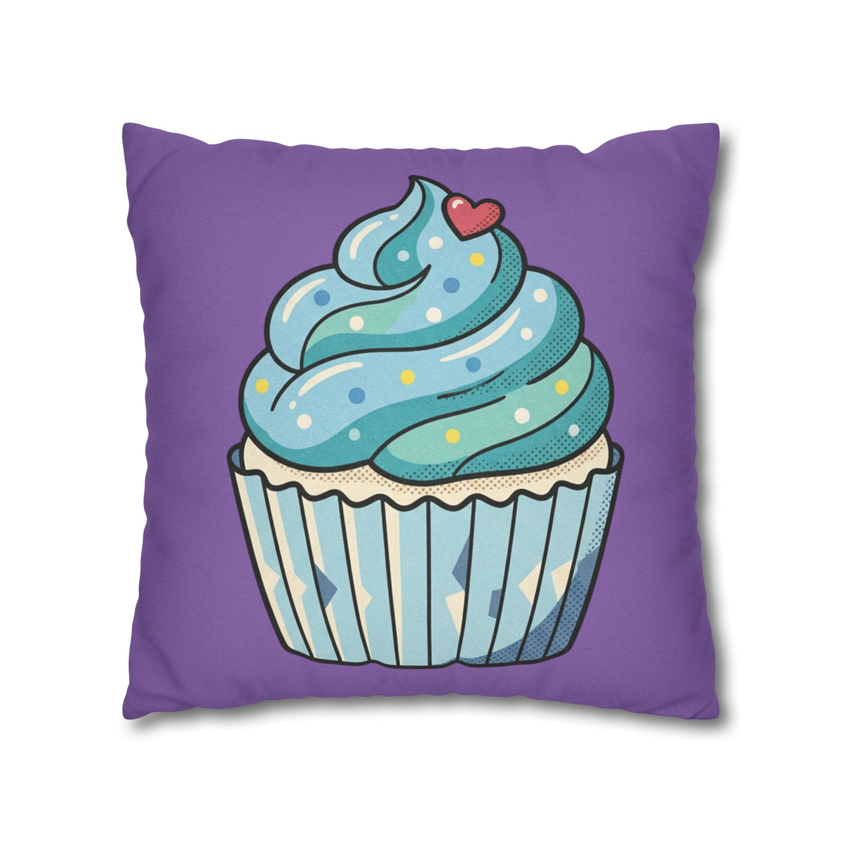 Cupcake Throw Pillow - Cute Blue Frosting Decorative Cushion for Kids’ Rooms, Nurseries & Baker Gift- Light Purple