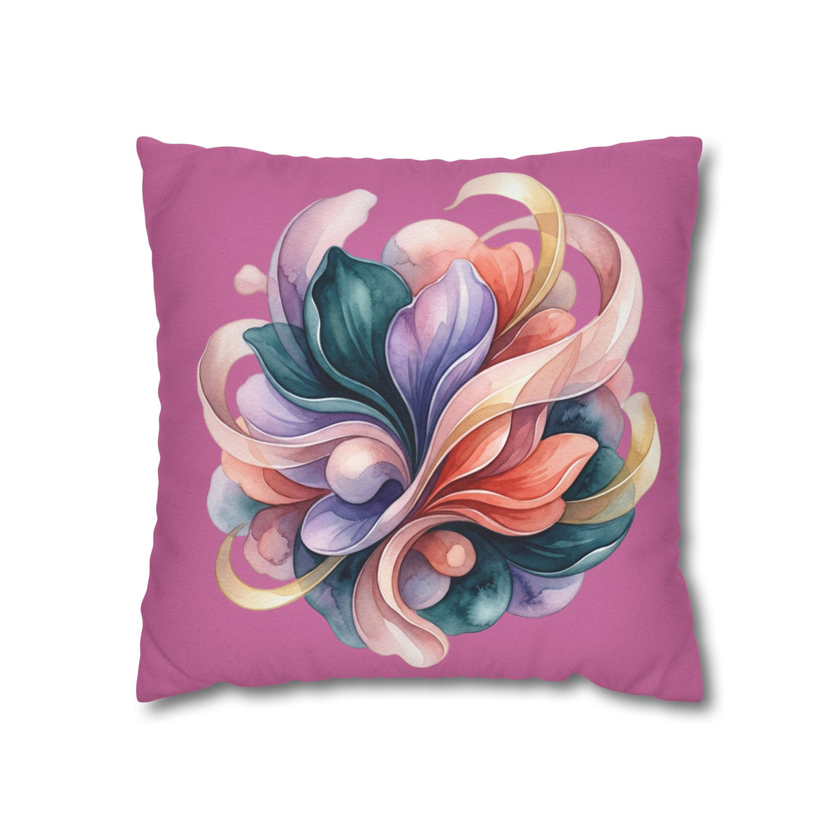 Floral Swirl Decorative Pillow — Pink Abstract Botanical Accent