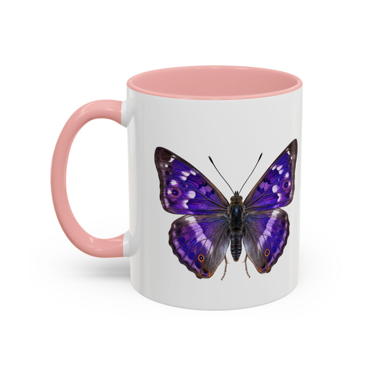 Purple Butterfly Accent Coffee Mug – Elegant Floral Butterfly Ceramic Cup