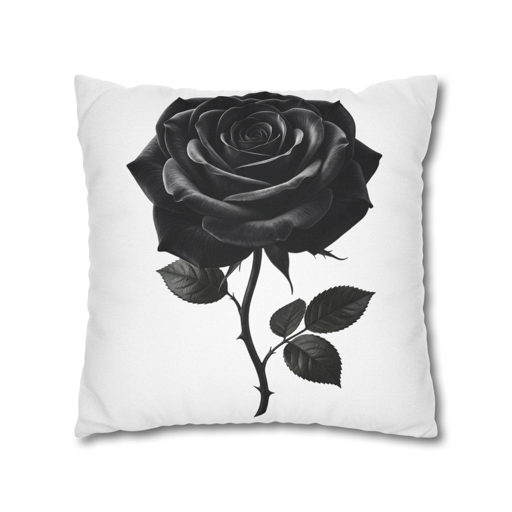 Black Rose Spun Polyester Square Pillowcase