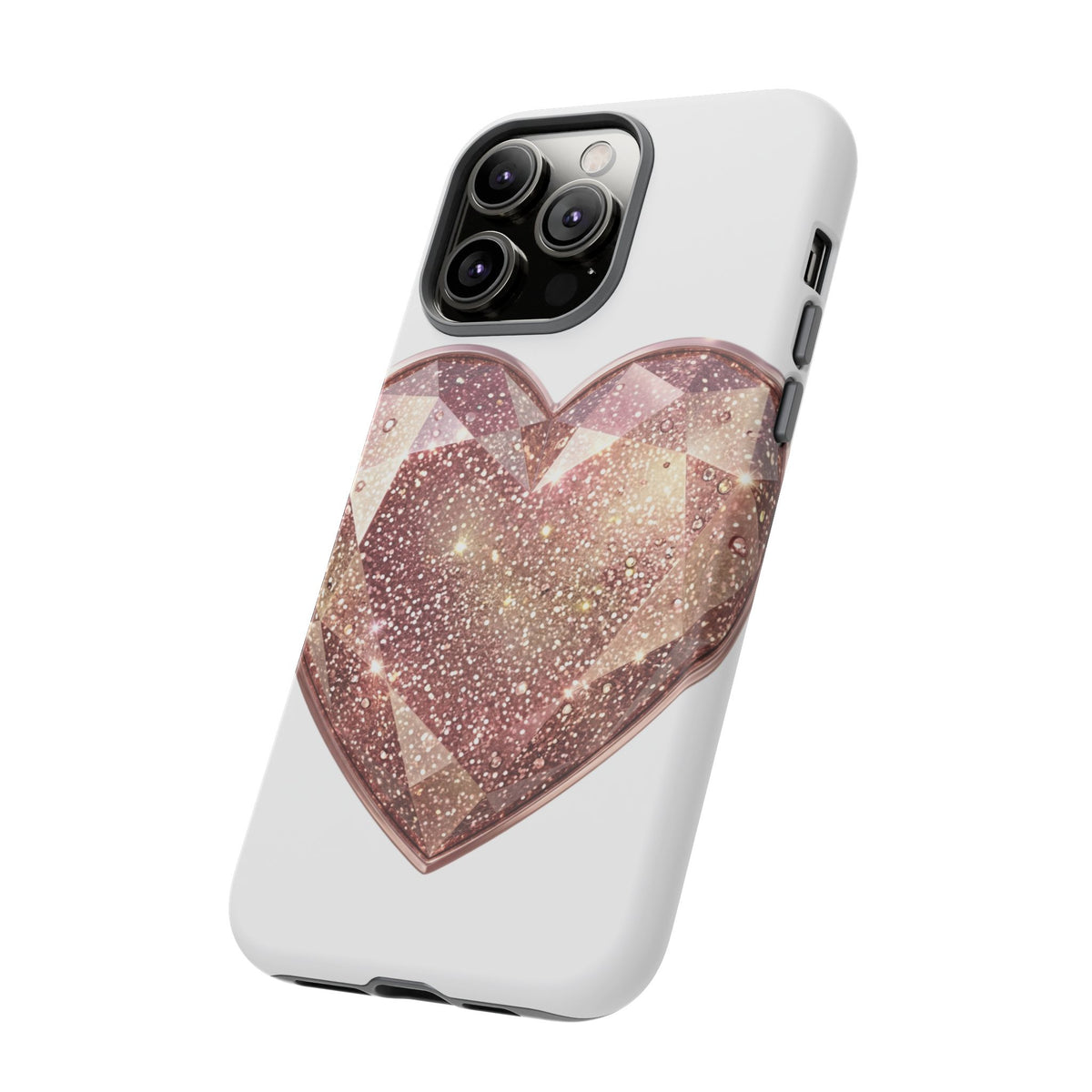 Rose Gold Glitter Crystal Heart Phone Case