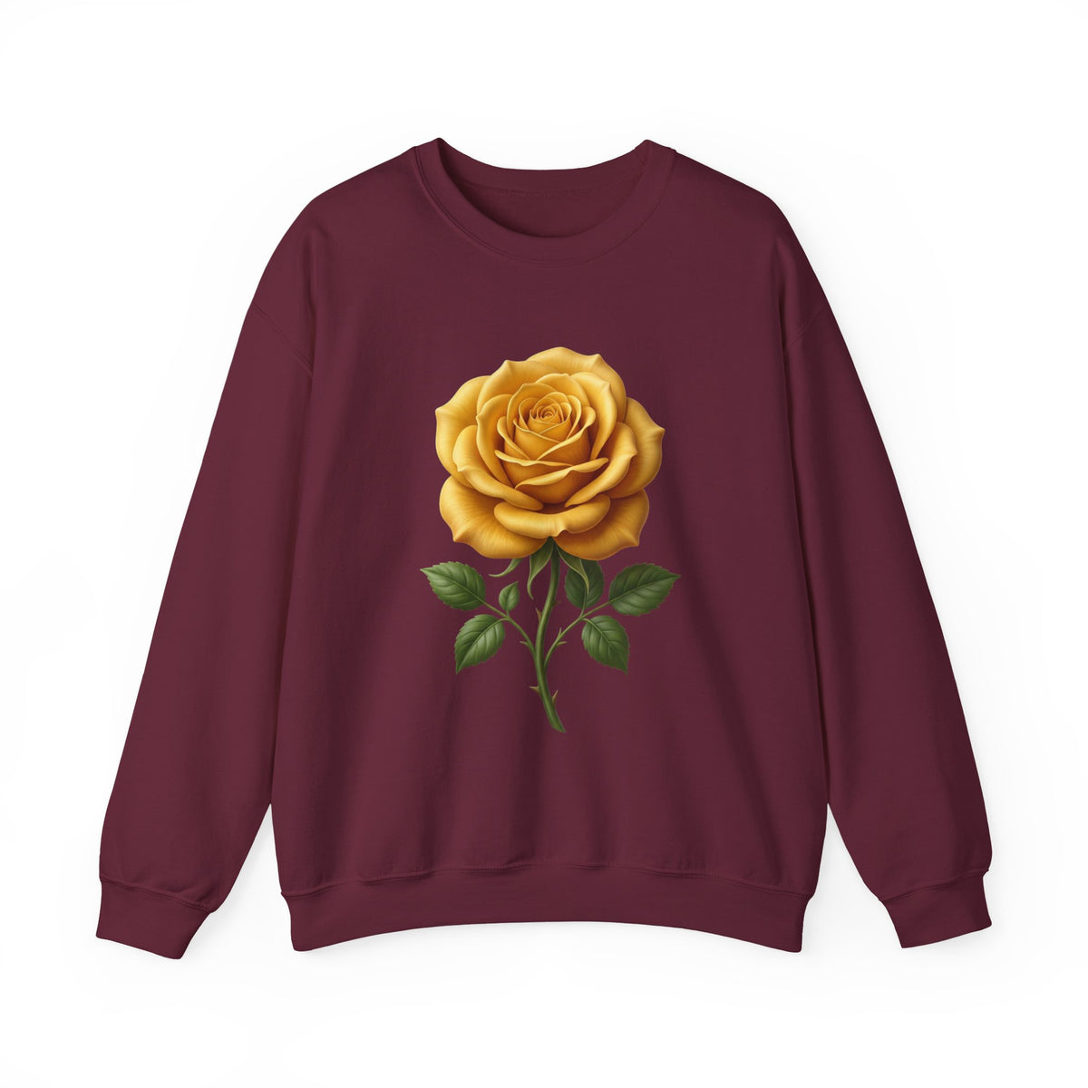 Yellow Rose Crewneck Sweatshirt — Vintage Floral Graphic