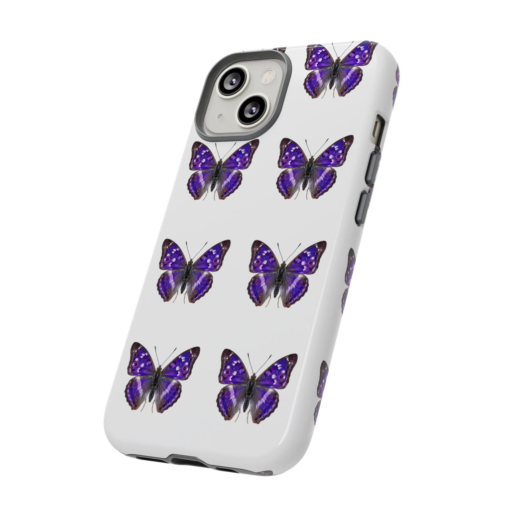 Purple Butterfly Tough Phone Case — Durable Protective iPhone Case with Repeating Butterfly Pattern