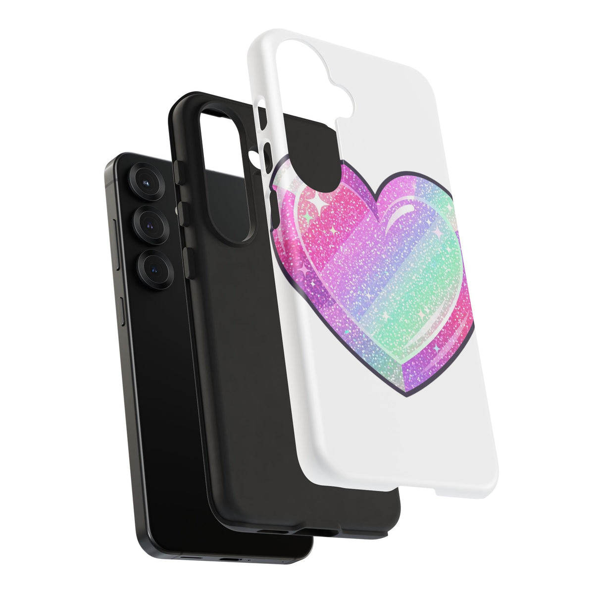 Pastel Glitter Heart Tough Phone Case — Cute Protective Phone Cover