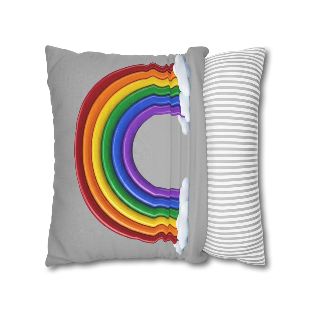 Rainbow Grey Spun Polyester Square Pillowcase