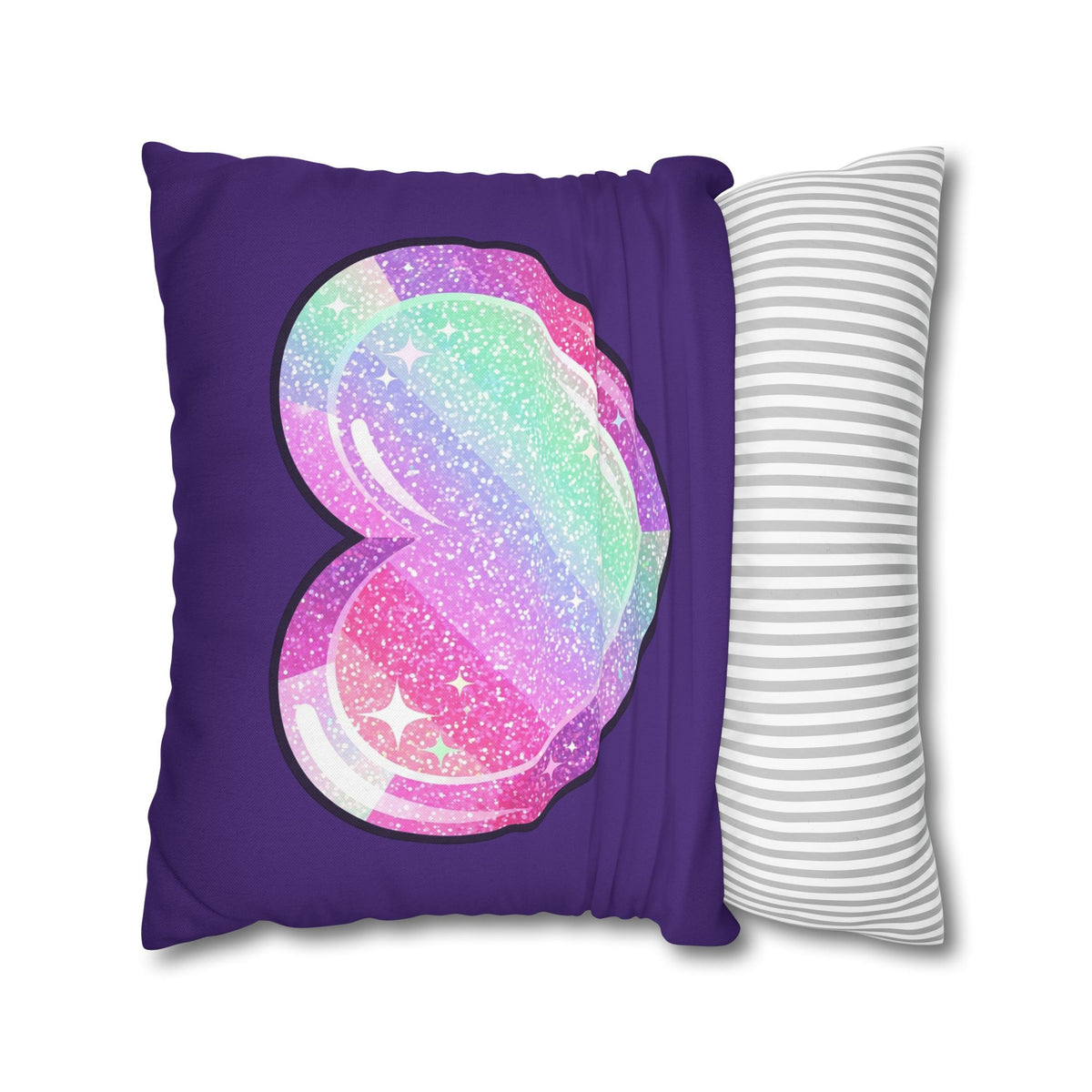 Pastel Glitter Heart Pillowcase Spun Polyester Square Pillowcase- Dark Purple