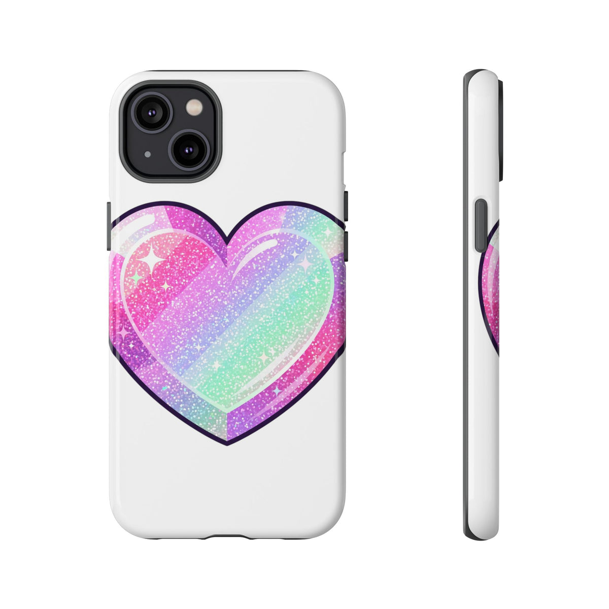 Pastel Glitter Heart Tough Phone Case — Cute Protective Phone Cover
