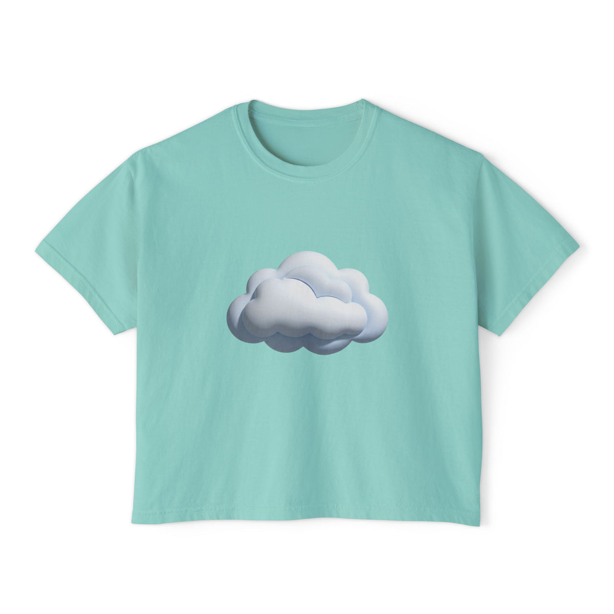 Cloud Graphic Boxy Tee — Minimal Cloud Illustration Women’s Cropped T-Shirt
